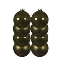 8x stuks kunststof kerstballen mos groen 10 cm glans/mat