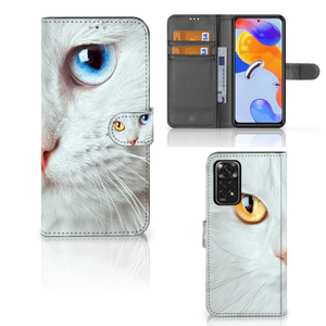 Xiaomi Redmi Note 11 Pro 5G/4G Telefoonhoesje met Pasjes Witte Kat