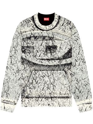 Diesel sweat en coton S-Macoval à effets craquelés - Gris