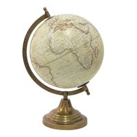 Clayre & Eef Wereldbol 22x33 cm Beige Hout Metaal Globe Beige Globe - thumbnail