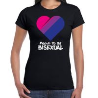 Proud to be bisexual pride vlag hartje / LHBT t-shirt zwart voor dames - thumbnail