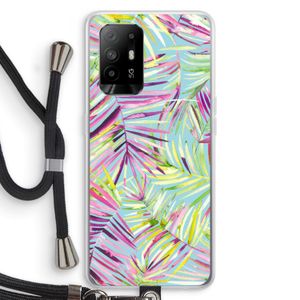 Tropical Palms Blue: Oppo A94 5G Transparant Hoesje met koord