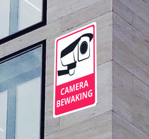 Camerabewaking rode en zwarte bord zelfklevende sticker