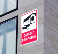 Camerabewaking rode en zwarte bord zelfklevende sticker - thumbnail