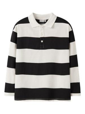 Name it winter polo t-shirt jongens - zwart - relaxed fit - NkmNutiva