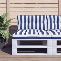 VidaXL Palletkussens 2 st stof gestreept wit en blauw