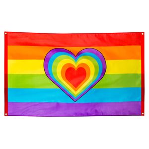 Vlag Regenboog Hart 90x150cm