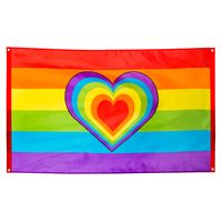 Vlag Regenboog Hart 90x150cm - thumbnail