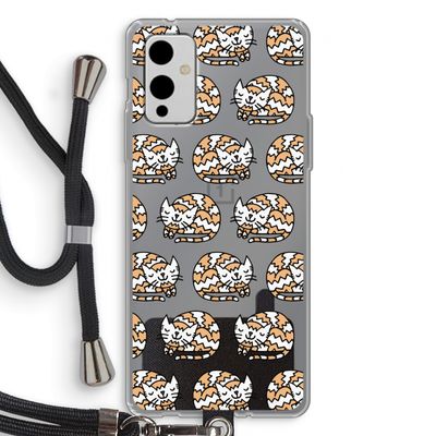 Slapende poes: OnePlus 9 Transparant Hoesje met koord