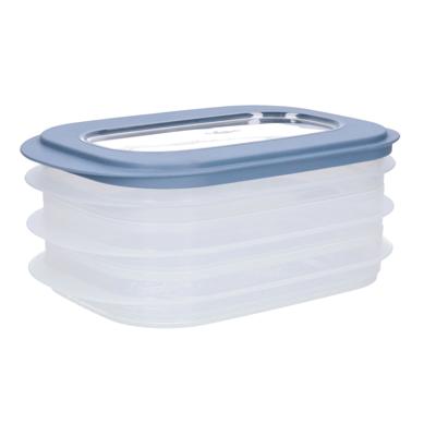 Sunware Vleeswarendoos - 3x - voedsel bewaarbakjes - transparant/blauwgrijs - bakjes Sunware Vleeswarendoos - 3x - voedsel bewaarbakjes - transparant/blauwgrijs - bakjes