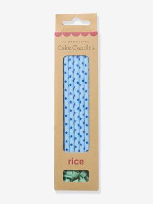 Set van 10 lange verjaardagskaarsen STARS PRINT BLUE RICE blauw