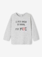 T-shirt met lange mouwen en tekst voor baby's gemêleerd grijs