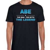 Naam cadeau t-shirt Abe - the legend zwart voor heren