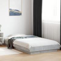 Bedframe met LED-verlichting bewerkt hout betongrijs 75x190 cm