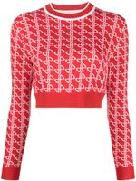 Patou pull en laine mérinos à logo en jacquard - Rouge