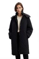 Gewatteerde jas met pofmouwen - BLACK - S