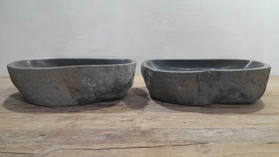Rivierstenen waskommen set RL250335AB, 57x35x15 cm