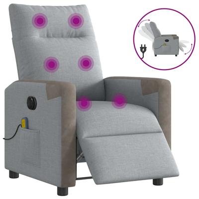 Massagestoel elektrisch verstelbaar stof lichtgrijs