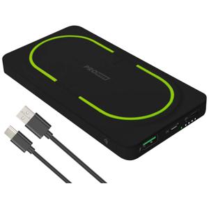 ProUser Wireless powerbank 10000 mAh Quick Charge 3.0, USB PD 3.0 Li-ion Zwart-groen Gelijktijdig laden en ontladen, Statusweergave