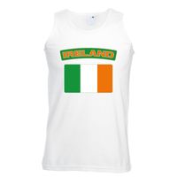 Singlet shirt/ tanktop Ierse vlag wit heren - thumbnail