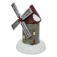 Kerstdorp kerst tafereel - molen - met beweging en led verlichting - 15 cm