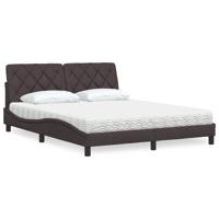 Bed met matras stof donkerbruin 160x200 cm