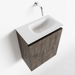 Toiletmeubel Mondiaz Ture | 40 cm | Meubelkleur Dark brown | Eden wastafel Talc Rechts | Zonder kraangat