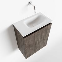 Toiletmeubel Mondiaz Ture | 40 cm | Meubelkleur Dark brown | Eden wastafel Talc Rechts | Zonder kraangat