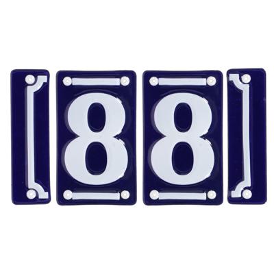 Best for Boots huisnummer 88 - met sierrand - Oudhollands - emaille - blauw/wit