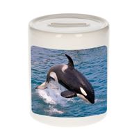 Foto grote orka spaarpot 9 cm - Cadeau orka walvissen liefhebber   -