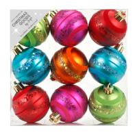 Inge Christmas Kerstballen - 9x - gekleurd - 6 cm - kunststof - glitter motief