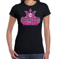 Princess 16e verjaardag t-shirt zwart voor dames - thumbnail