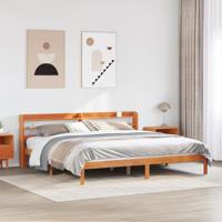 Bedframe met hoofdbord massief grenenhout wasbruin 180x200 cm