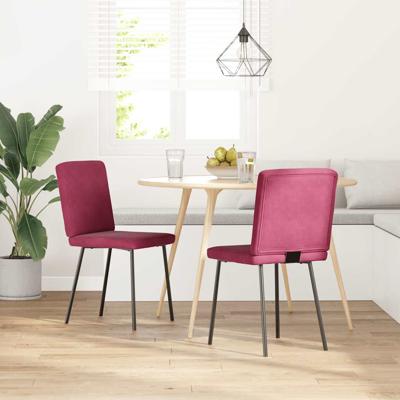 Eetkamerstoelen 2 st fluweel wijnrood