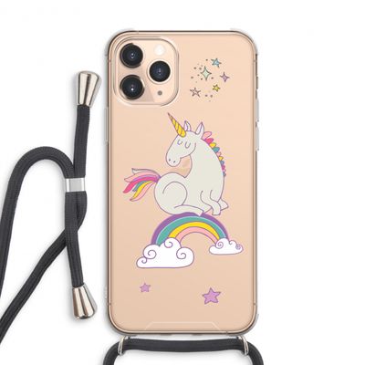 Regenboog eenhoorn: iPhone 11 Pro Max Transparant Hoesje met koord