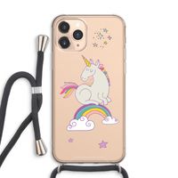Regenboog eenhoorn: iPhone 11 Pro Max Transparant Hoesje met koord