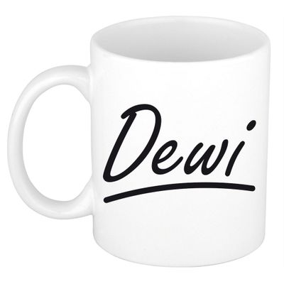 Naam cadeau mok / beker Dewi met sierlijke letters 300 ml