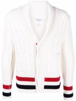 Thom Browne cardigan en maille torsadée à bande tricolore - Blanc - thumbnail