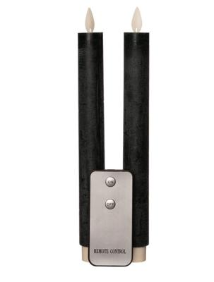 2PCS ANTIEK GROEN RUSTIEK WAX DINER KAARS 23CM BEW. VLAM MET AFSTANDS BEDIENING 2XAA - Annas collection