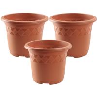 Bloempot/plantenpot - Set van 3x stuks - D40 cm x H32,5 cm - terra cotta kunststof