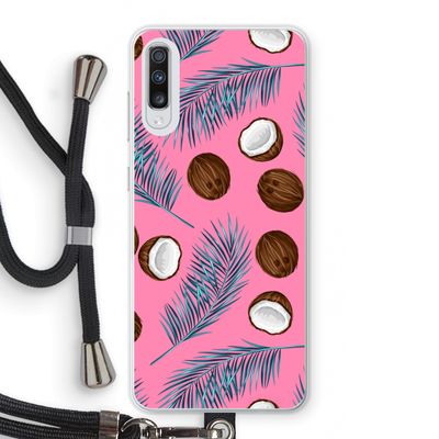 Kokosnoot roze: Samsung Galaxy A70 Transparant Hoesje met koord