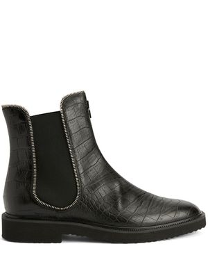 Giuseppe Zanotti bottines en cuir à effet peau de crocodile - Noir