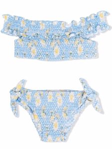 Monnalisa bikini froncé à fleurs - Bleu