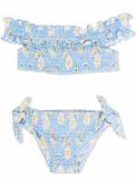 Monnalisa bikini froncé à fleurs - Bleu - thumbnail