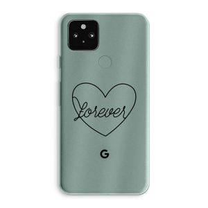 Forever heart black: Google Pixel 5a 5G Transparant Hoesje