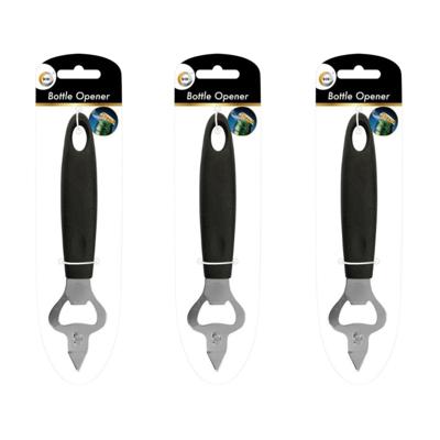 DID Flesopener - 3x - zwart - kunststof en RVS - 18 cm - Keukengerei - Flessen opener