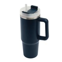 Warmhoudbeker/thermosbeker DELUXE - tumbler - grote koffiebeker - RVS - donkerblauw - 900 ml