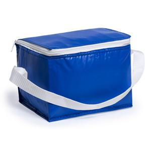 Mini koeltas blauw/wit - PVC - voor 6 blikjes - sixpack - 3,2 liter - 21 x 15 x 15 cm