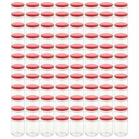 vidaXL Jampotten met rode deksels 96 st 230 ml glas - thumbnail