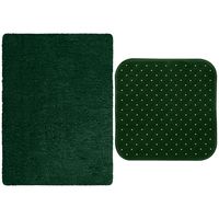 MSV Douche anti-slip mat en droogloop mat - Venice badkamer set - rubber/microvezel - donkergroen - thumbnail